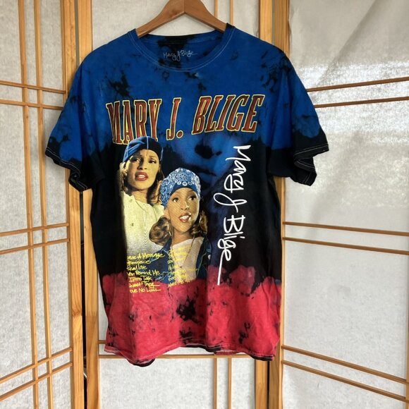 Mary J. Blige Shirt Adult Medium Blue Tie Dye Rap Tee Rapper Music Song Titles - Picture 1 of 4